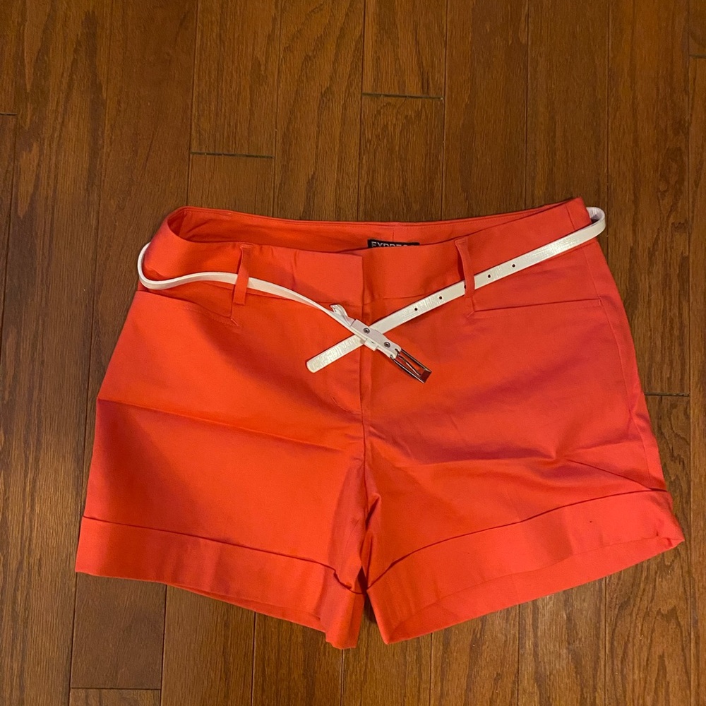 ❌SOLD❌Express Vibrant Orange Shorts with White Belt